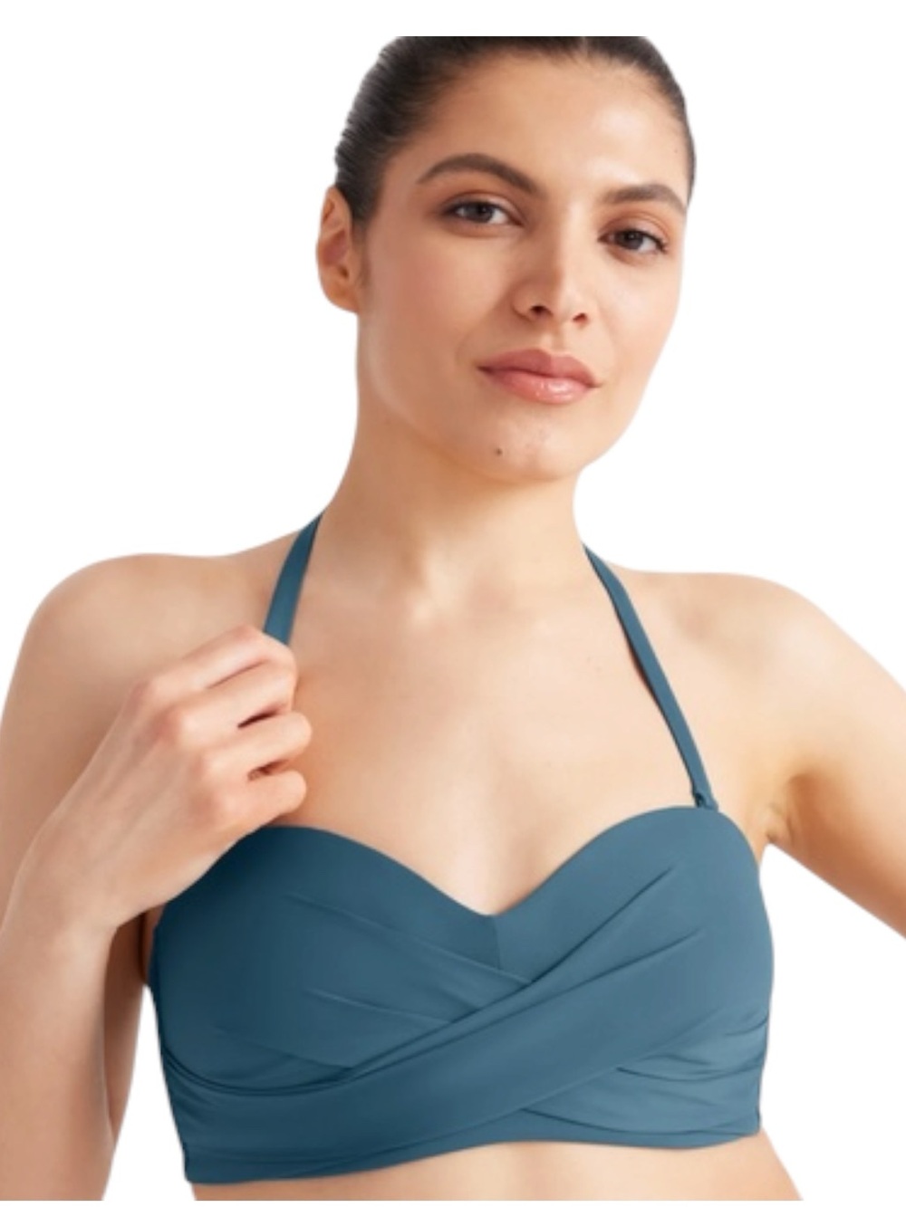 Knix Tidepool (Teal) Sculpt Twist Front Bandeau Bikini Top (M+)